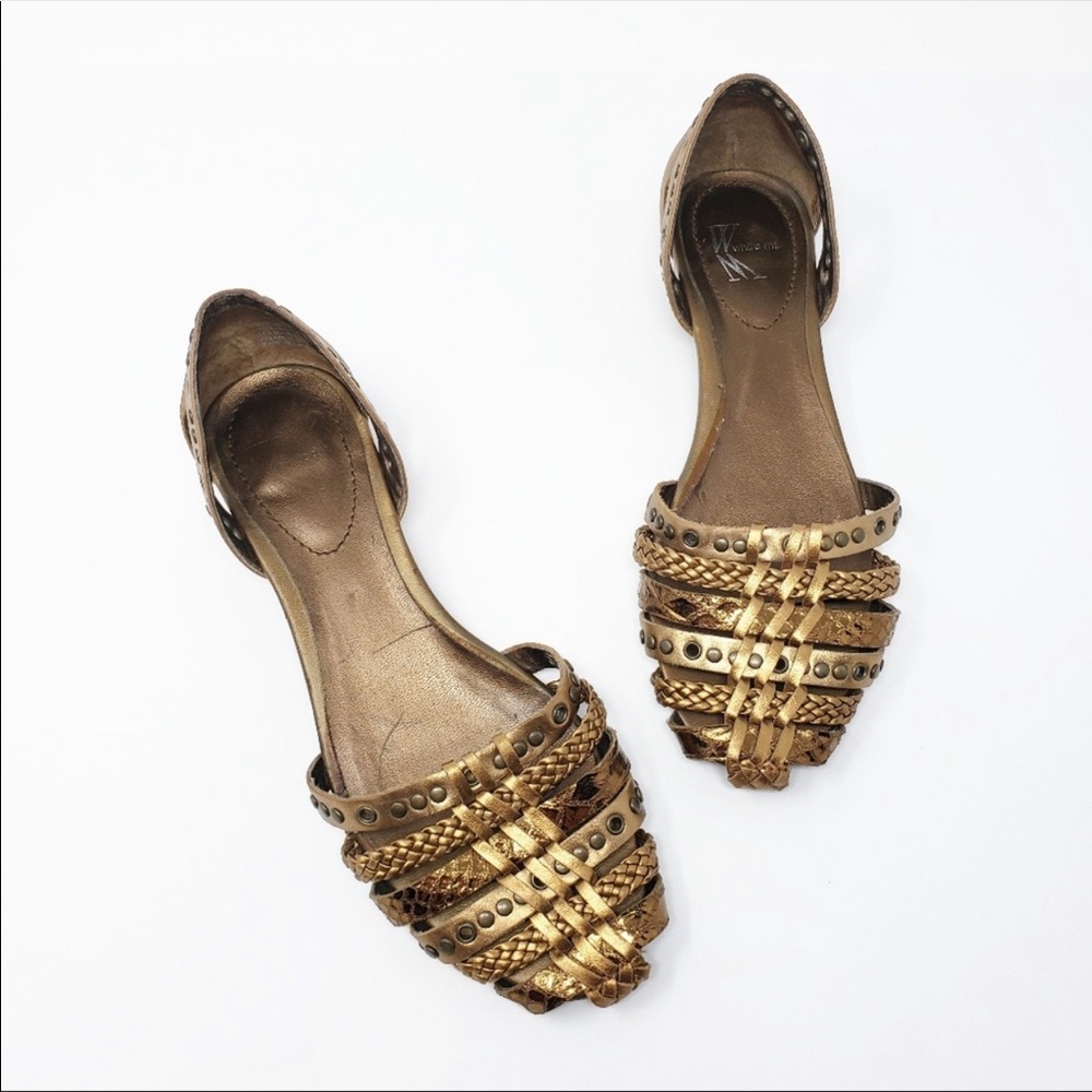 White Mountain Barkin Gold Metallic Leather Flats